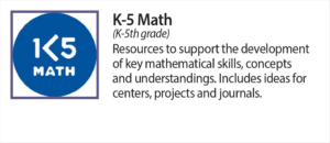K-5 Math (K-5th grade) Resources to support the development of key mathematical skills, concepts and understandings. Includes ideas for centers, projects and journals.